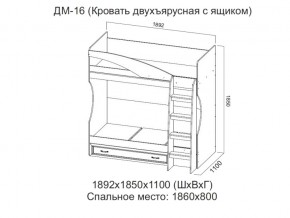 ДМ-16 Кровать двухъярусная с ящиком в Качканаре - kachkanar.магазин96.com | фото