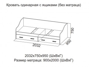 Кровать одинарная с ящиками (Без матраца 0,9*2,0) в Качканаре - kachkanar.магазин96.com | фото